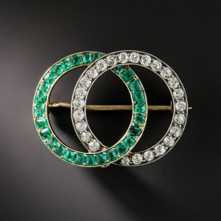 Victorian Diamond and Emerald Brooch - 2