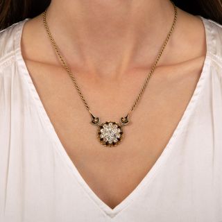 Victorian Diamond and Enamel Cluster Necklace