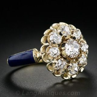 Victorian Diamond and Enamel Cluster Ring