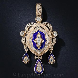 Victorian Diamond and Enamel Pendant/Brooch