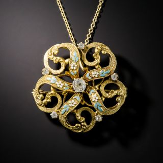 Victorian Diamond and Enamel Pendant by Krementz - 2