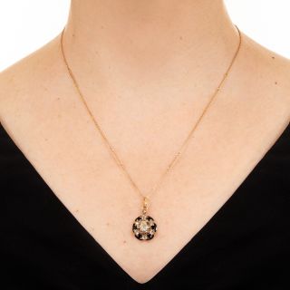 Victorian Diamond and Enamel Pendant Necklace