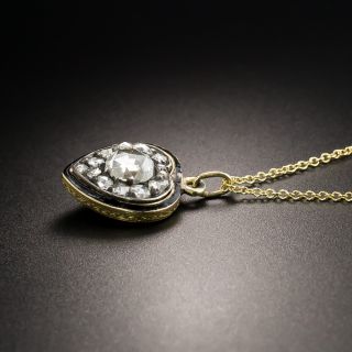 Victorian Diamond and Enamel Petite Heart Pendant