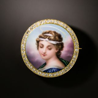 Antique Diamond and Enamel Portrait Brooch - 3