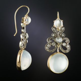 Victorian Diamond and Moonstone Drop Earrings