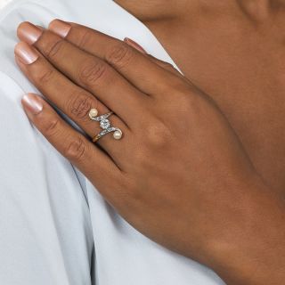 Edwardian Diamond And Natural Pearl Dinner Ring