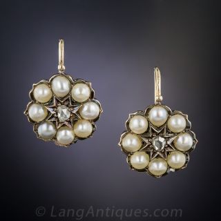 Victorian Diamond and Pearl Earrings