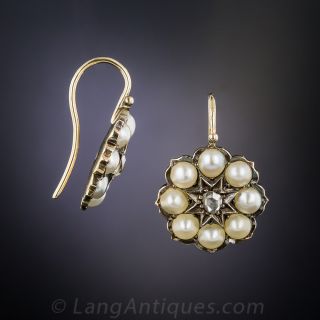 Victorian Diamond and Pearl Earrings
