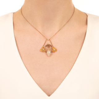 Victorian Diamond And Pearl Grapevine Necklace