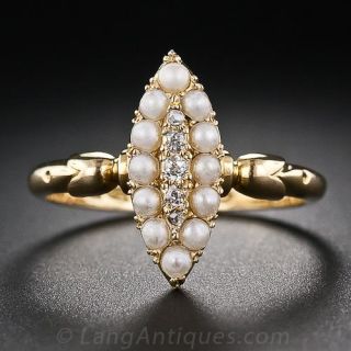 Victorian Diamond and Pearl Ring