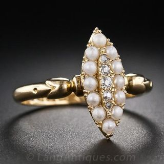 Victorian Diamond and Pearl Ring
