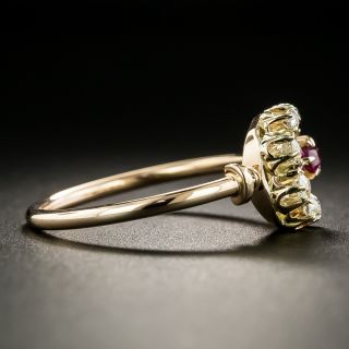 Victorian Diamond and Ruby Crescent Ring