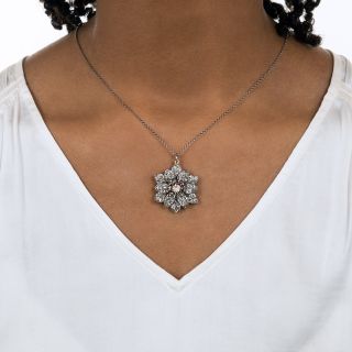 Victorian Diamond and Ruby Flower Pendant