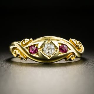 Victorian Diamond and Ruby Gypsy Ring, Circa 1902 - 2