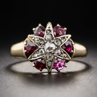 Victorian Diamond and Ruby Star Ring