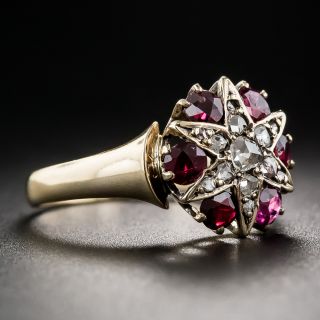 Victorian Diamond and Ruby Star Ring