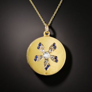 Victorian Diamond and Sapphire Flower Motif Locket - 2