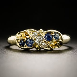 Victorian Diamond and Sapphire Swirl Ring - 2