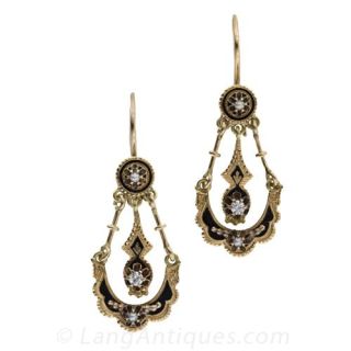 Victorian Diamond and Seed Pearl Earrings