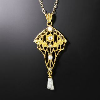 Victorian Diamond and Seed Pearl Necklace - 2