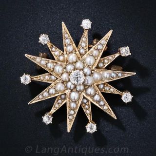 Victorian Diamond and Seed Pearl Starburst