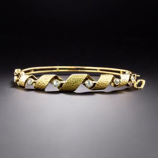Victorian Diamond and Textured Ribbon Bangle Bracelet - 2