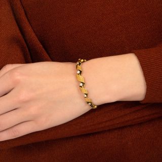 Victorian Diamond and Textured Ribbon Bangle Bracelet