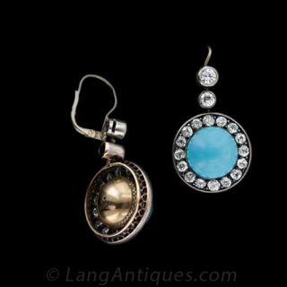 Victorian Diamond and Turquoise Earrings