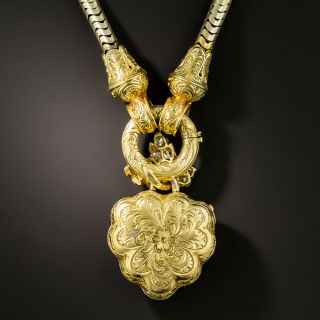 Victorian Diamond Locket with Blue Enamel