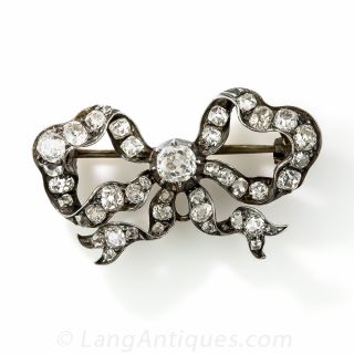 Victorian Diamond Bow Brooch - 2