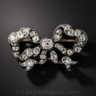 Victorian Diamond Bow Brooch