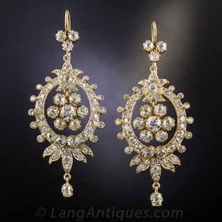 Victorian Style Diamond Chandelier Earrings - 1