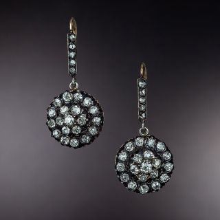 Victorian Diamond Cluster Dangle Earrings  - 1