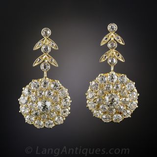Victorian Diamond Cluster Dangle Earrings