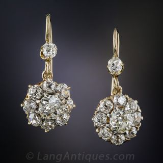 Victorian Diamond Cluster Drop Earrings