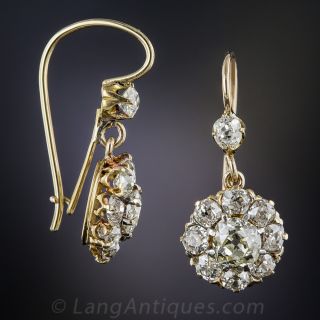 Victorian Diamond Cluster Drop Earrings