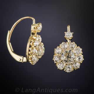 Victorian Diamond Cluster Drop Earrings