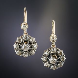 Victorian Diamond Cluster Drop Earrings