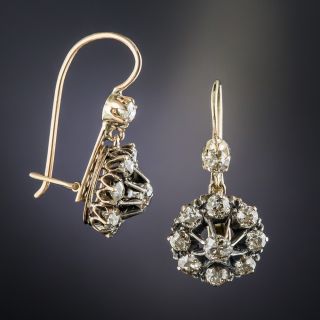 Victorian Diamond Cluster Drop Earrings
