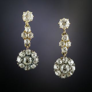 Victorian Diamond Cluster Drop Earrings - 2