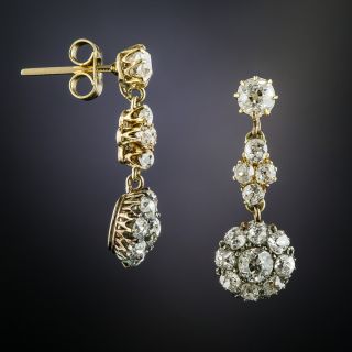Victorian Diamond Cluster Drop Earrings