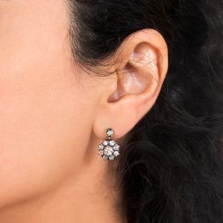 Victorian Diamond Cluster Drop Earrings