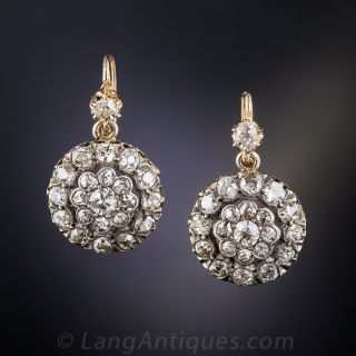 Victorian Diamond Cluster Earrings - 1