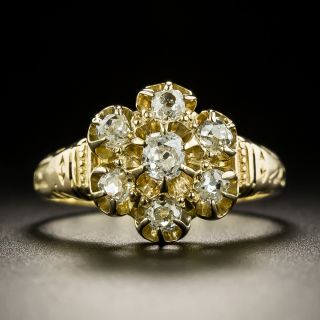 Victorian Old Mine-Cut Diamond Cluster Ring - 1