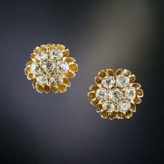 Victorian Diamond Cluster Stud Earrings - 2