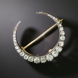 Victorian Diamond Crescent Brooch - 3