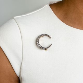 Victorian Diamond Crescent Brooch