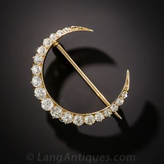 Victorian Diamond Crescent Brooch