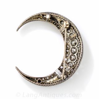 Victorian Diamond Crescent Moon Pin