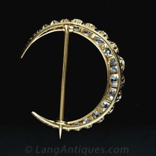 Victorian Diamond Crescent Moon Pin
